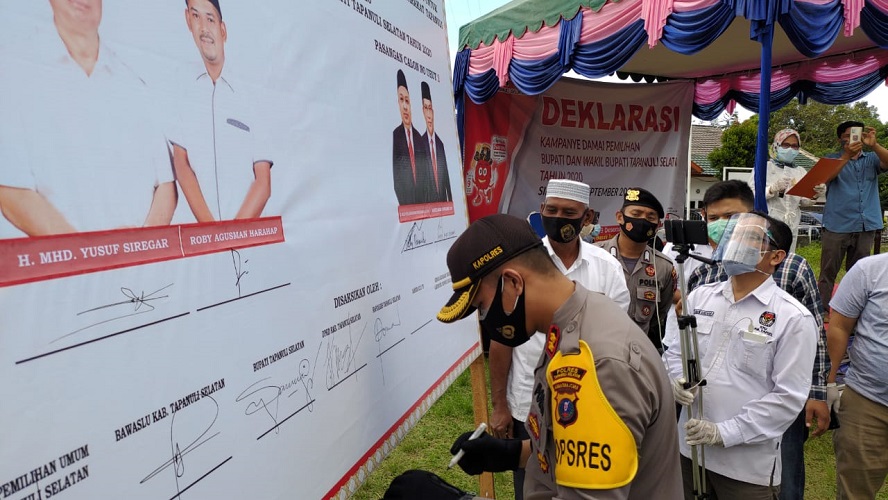 Kapolres Tapsel Hadiri Deklarasi Pemilu Damai Tahun 2020