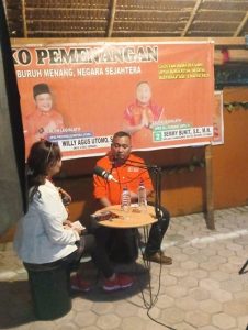 Caleg DPRD Deliserdang Dapil 3 Semmy Bukit Ikuti Podcast Aksi Nyata di Posko Kemenangan