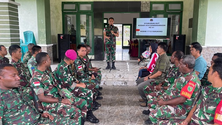 Kodim 1715Yahukimo Merayakan Syukuran HUT Kodam XVIICenderawasih Ke-61 Tahun