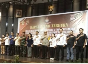 KPU Kota Medan Menggelar Rapat Pleno Terbuka Hasil Rekapitulasi Penghitungan Perolehan Suara Pilkada Tahun 2024
