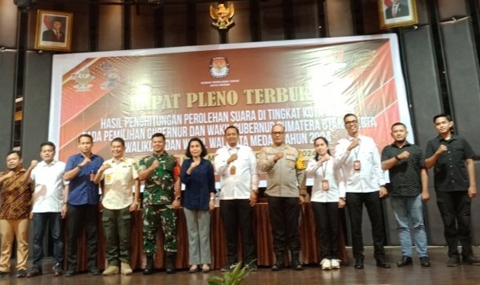 KPU Kota Medan Menyelesaikan Rapat Pleno Terbuka dan Sampaikan Hasil Akhir